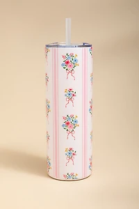 Floral Stripe Stainless Steel Tumbler