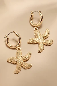 Debbie Starfish Charm Huggie Earrings