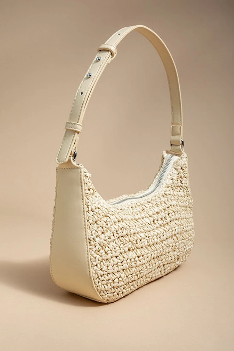 Elaine Woven Straw Hobo Handbag