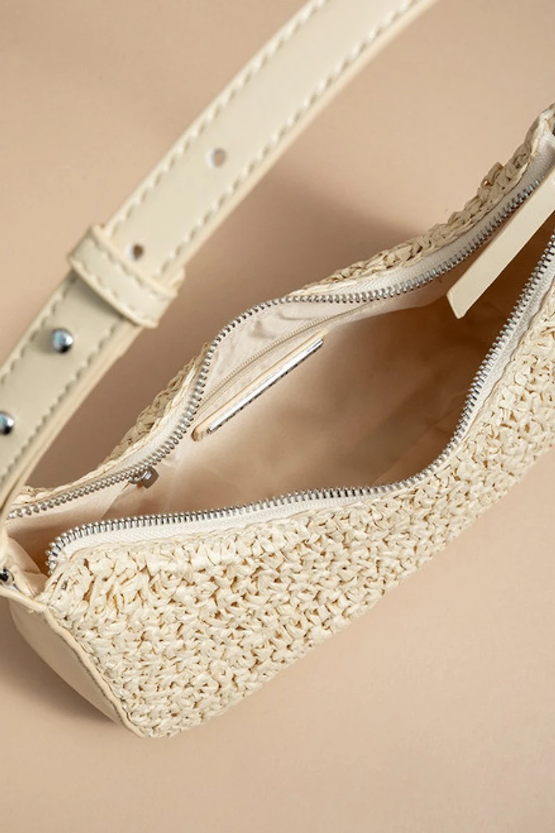 Elaine Woven Straw Hobo Handbag