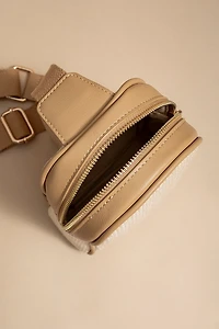 Stacey Straw And Faux Leather Sling Backpack
