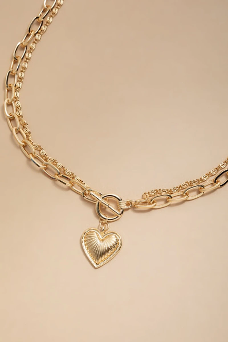 Robyn Gold Heart Pendant Necklace