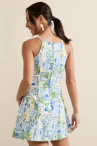 Holly Lemon Print Halter Mini Dress