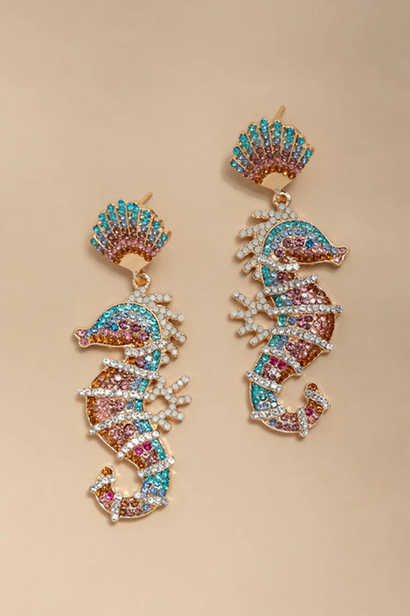 Alex Pave Seahorse Drop Earrings