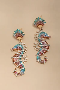 Alex Pave Seahorse Drop Earrings