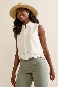Rita Eyelet Button Down Top