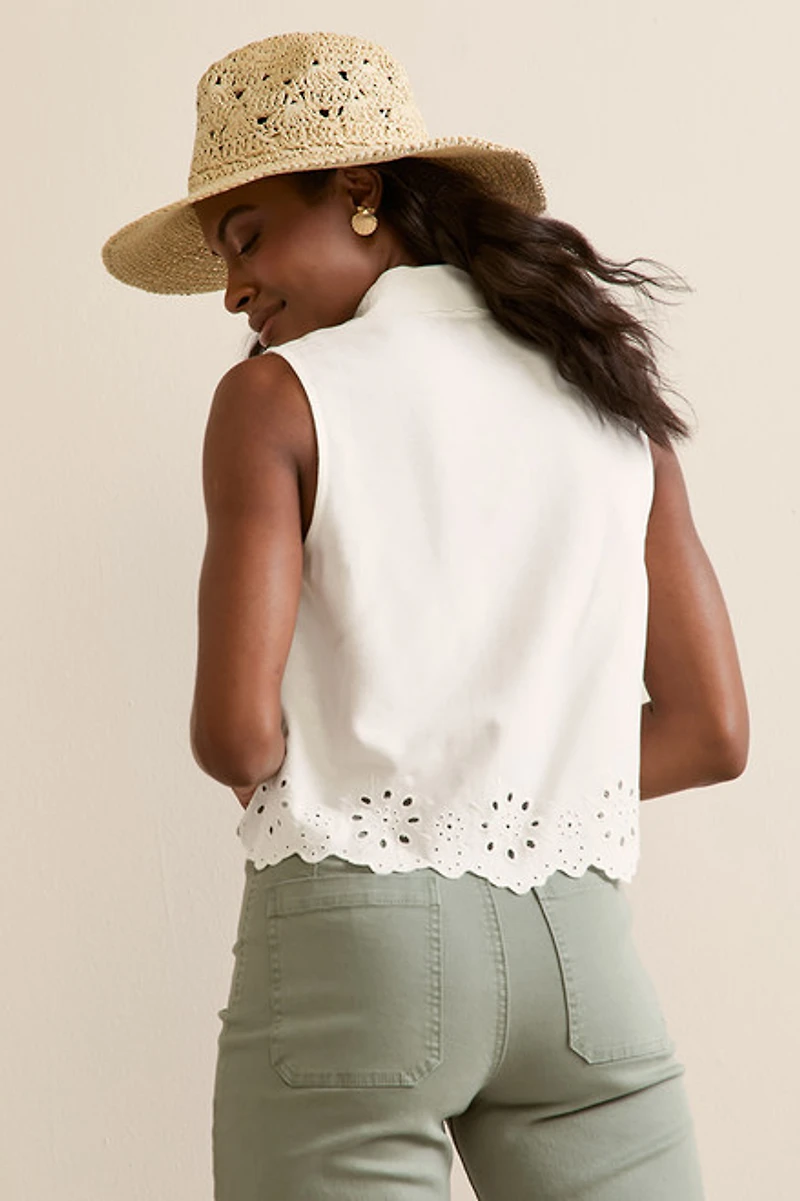 Rita Eyelet Button Down Top
