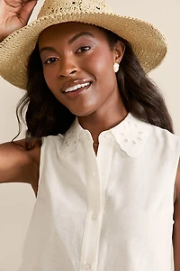 Rita Eyelet Button Down Top