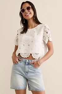 Haily Short Sleeve Crochet Top