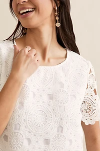 Haily Short Sleeve Crochet Top
