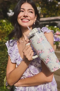 Creme Rose Pattern 40oz Tumbler