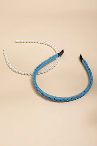 Jenny Denim And Pearl Headband Set