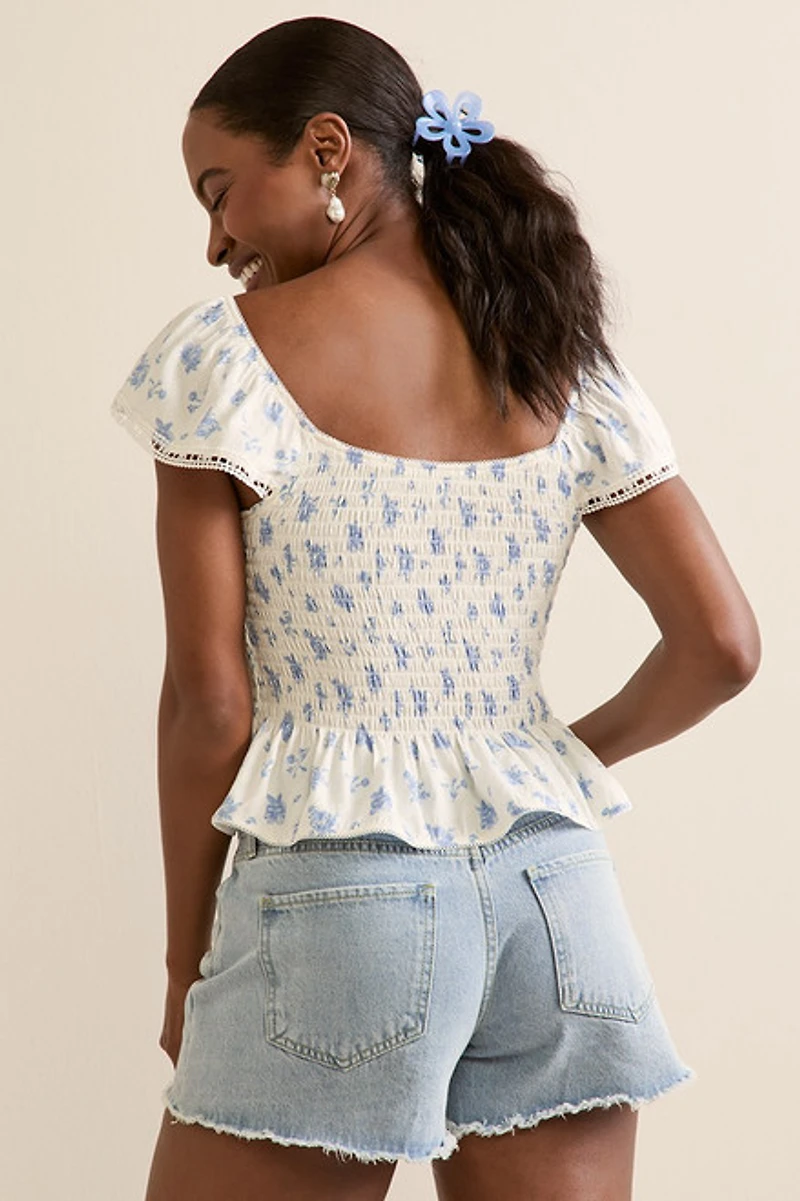 Allie Smocked Floral Top