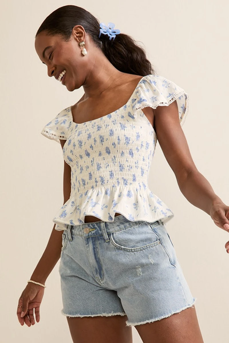 Allie Smocked Floral Top