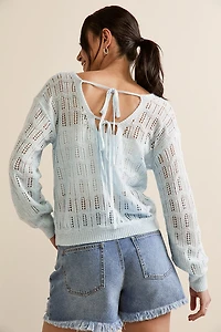 Abbie Back Tie Pullover Sweater