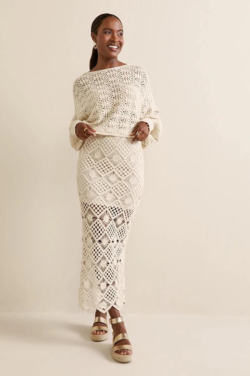Raquel Lace Up Pointelle Pullover Sweater
