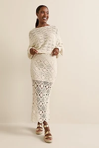 Raquel Lace Up Pointelle Pullover Sweater