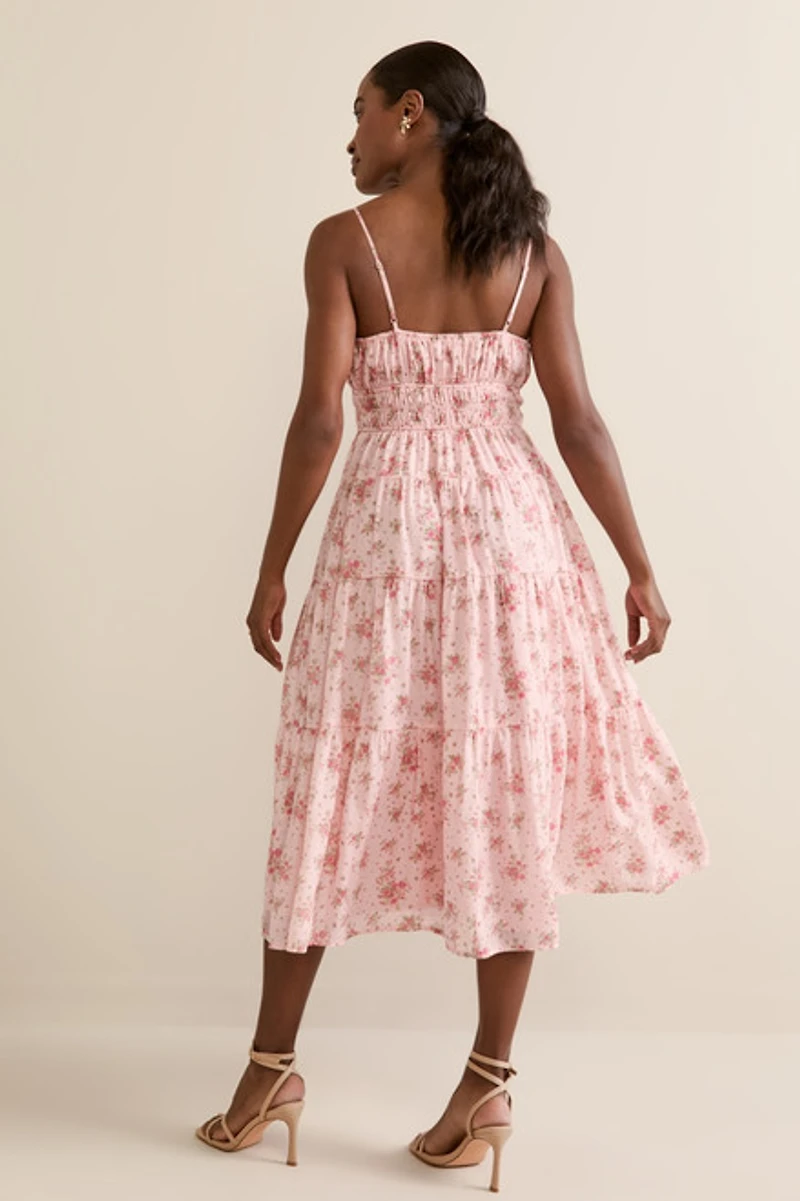 Brianna Ruched Floral Midi Dress