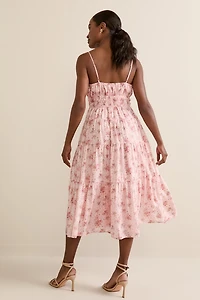 Brianna Ruched Floral Midi Dress