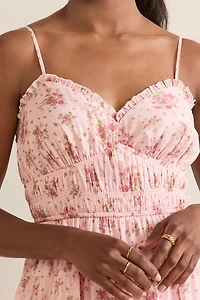 Brianna Ruched Floral Midi Dress