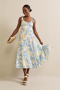 Trisha Floral Tiered Midi Dress