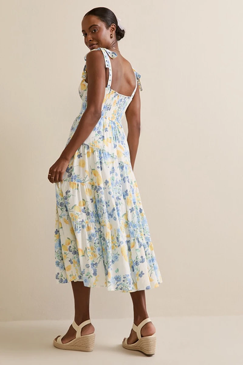 Trisha Floral Tiered Midi Dress