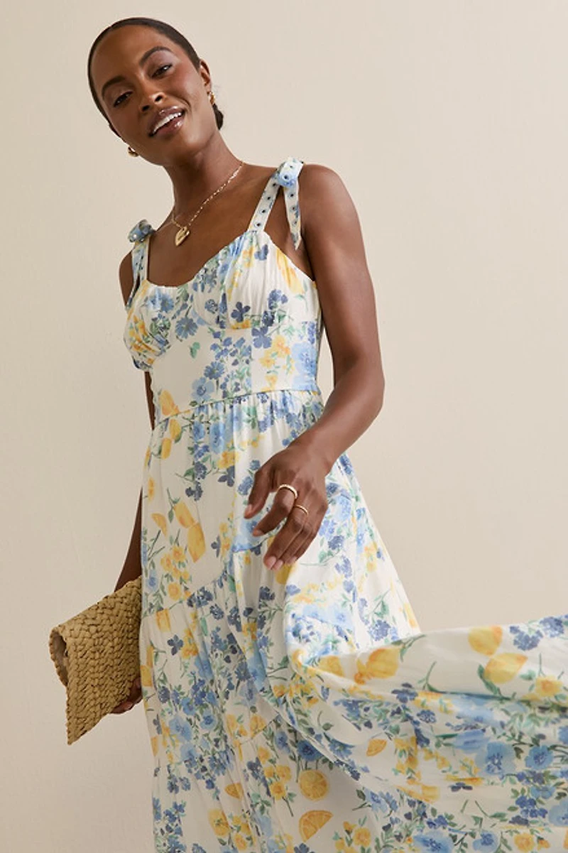 Trisha Floral Tiered Midi Dress