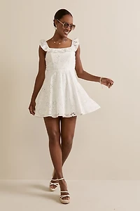 Shannon Bow Back Eyelet Mini Dress