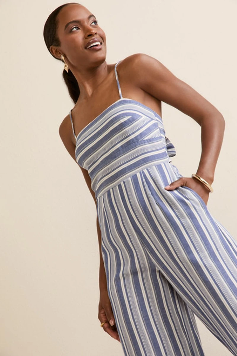 Myra Striped Bow Back Jumpsuit
