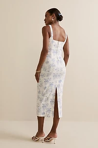 Grace Postcard Print Midi Dress