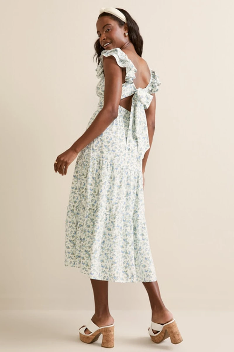 Penny Floral Bow Back Midi Dress