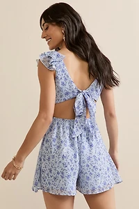 Kadence Blue Flutter Sleeve Romper