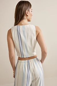 Erin Striped Button Down Vest
