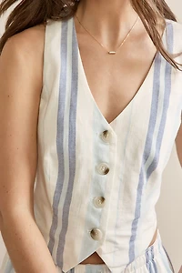 Erin Striped Button Down Vest