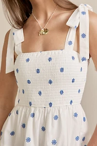 Ginger Smocked Eyelet Mini Dress