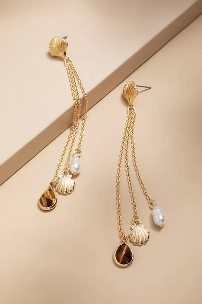 Caitlin Triple Charm Drop Earrings