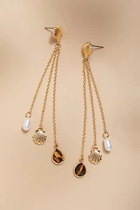 Caitlin Triple Charm Drop Earrings