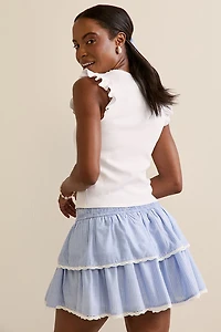 Loraine Striped Tiered Mini Skirt