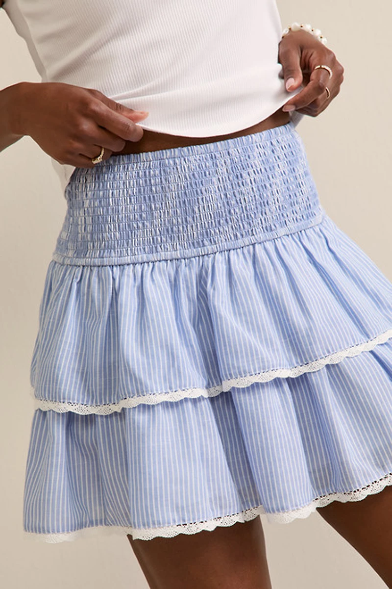 Loraine Striped Tiered Mini Skirt