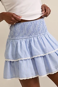 Loraine Striped Tiered Mini Skirt