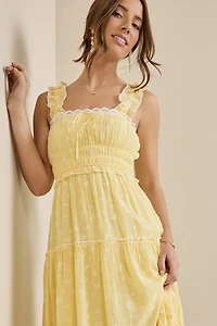 Gracie Lace Trim Floral Midi Dress