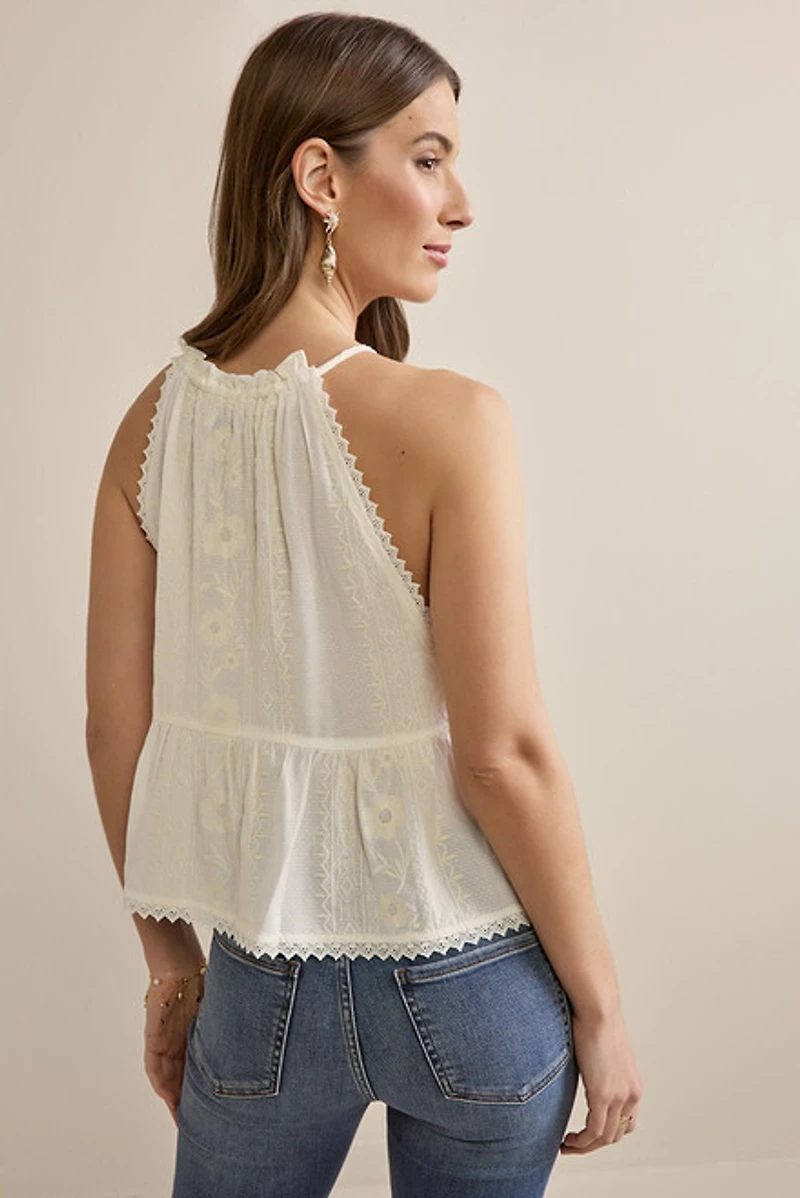 Deidre Embroidered Halter Top