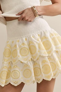Rene Eyelet Tiered Mini Skirt