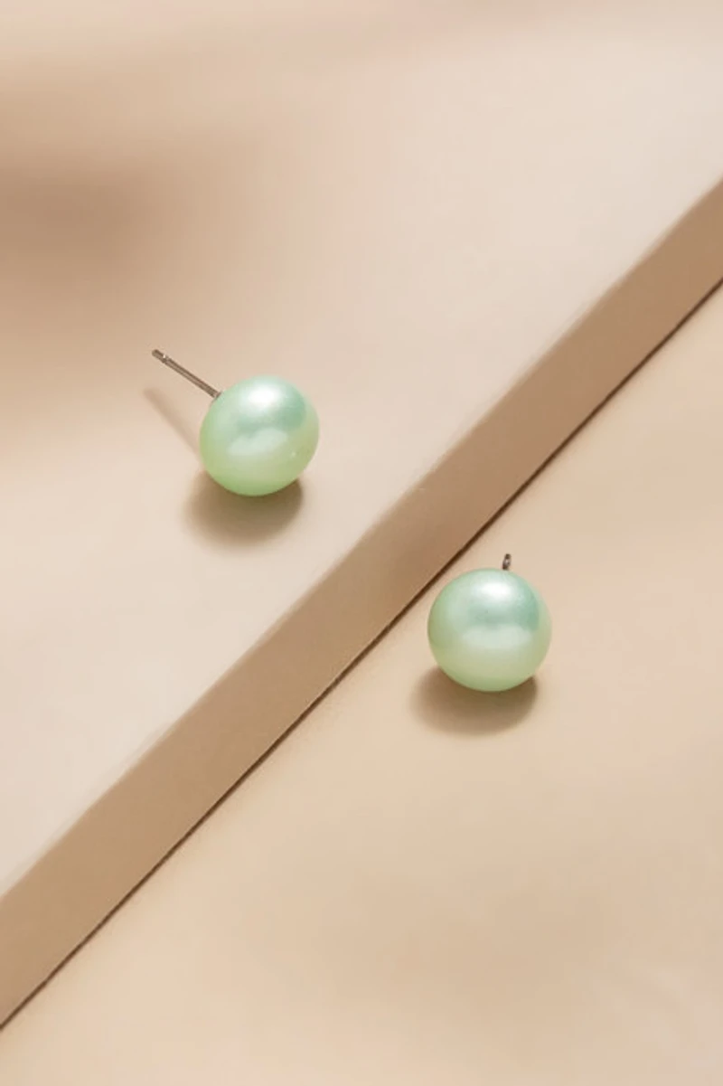 Teresa Green Pearl Stud Earrings