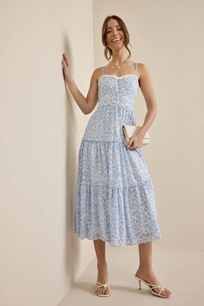 Neva Ditsy Floral Midi Dress