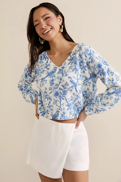 Ella Postcard Print Pullover Sweater