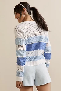 Robin Striped Pointelle Cardigan