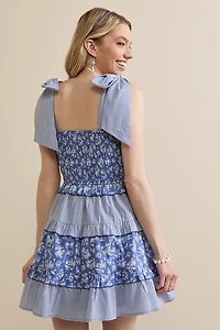 Alyssa Bow Strap Tiered Mini Dress