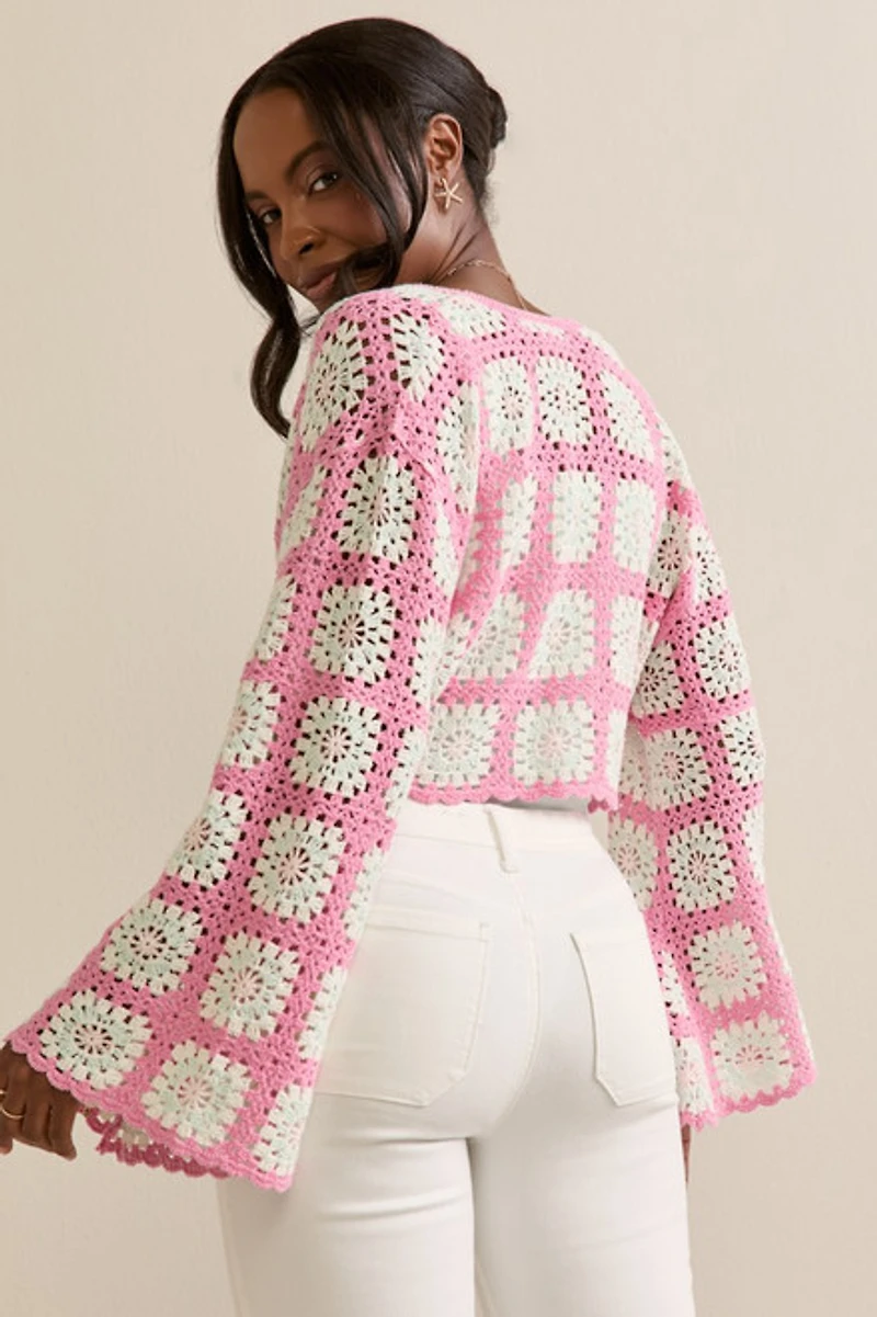 Lilly Tie Front Crochet Cardigan