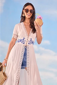 Katrina Embroidered Long Kimono